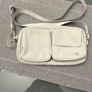 lululemon athletica Gray Crossbody Bag with Adjustable Strap and Textured Fabric